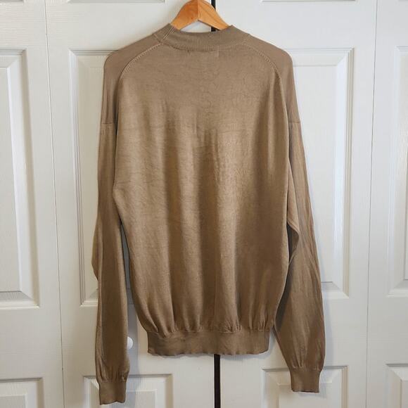 Pronto Uomo Mens Light Brown Mock Sweater SZ LG Silk Blend Pullover Lightweight - Picture 2 of 10